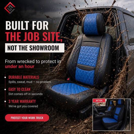 Luxury Seat Covers - Black & Blue Work Truck