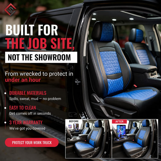 Luxury Seat Covers - Black & Blue Crew Cab